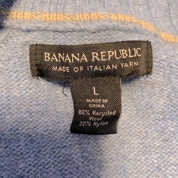 Banana republic mens size large blue wool 3/4 button up sweater Italian yarn - Picture 3 of 5